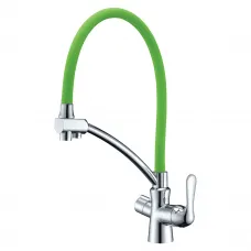 Смеситель Lemark Comfort LM3070C-Green для кухни с подключением к фильтру питьевой водой, хром зеленый