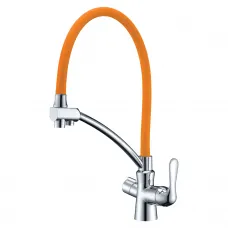 Смеситель Lemark Comfort LM3070C-Orange для кухни с подключением к фильтру питьевой водой, хром оранжевый