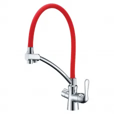 Смеситель Lemark Comfort LM3070C-Red для кухни с подключением к фильтру питьевой водой, хром красный