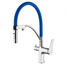 Смеситель Lemark Comfort LM3074C-Blue для кухни с подключением к фильтру с питьевой водой хром/синий